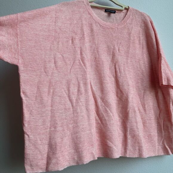 Eileen Fisher Organic Linen Round-Neck Sweater - Peach size XL Knit Lightweight - Picture 3 of 6